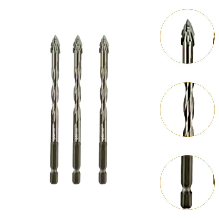 Crofta 3x Four Flute Sawtooth Eccentric Drill Bits Skewed Head Eccentric Drill Bits 8mm