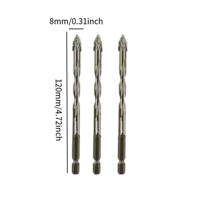 Crofta 3x Four Flute Sawtooth Eccentric Drill Bits Skewed Head Eccentric Drill Bits 8mm