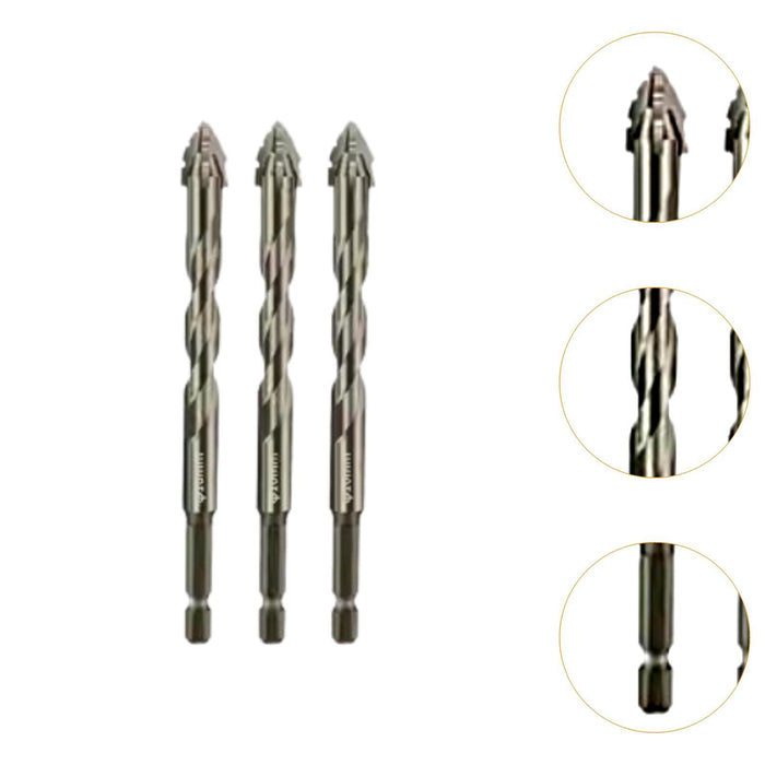 Crofta 3x Four Flute Sawtooth Eccentric Drill Bits Skewed Head Eccentric Drill Bits 10mm