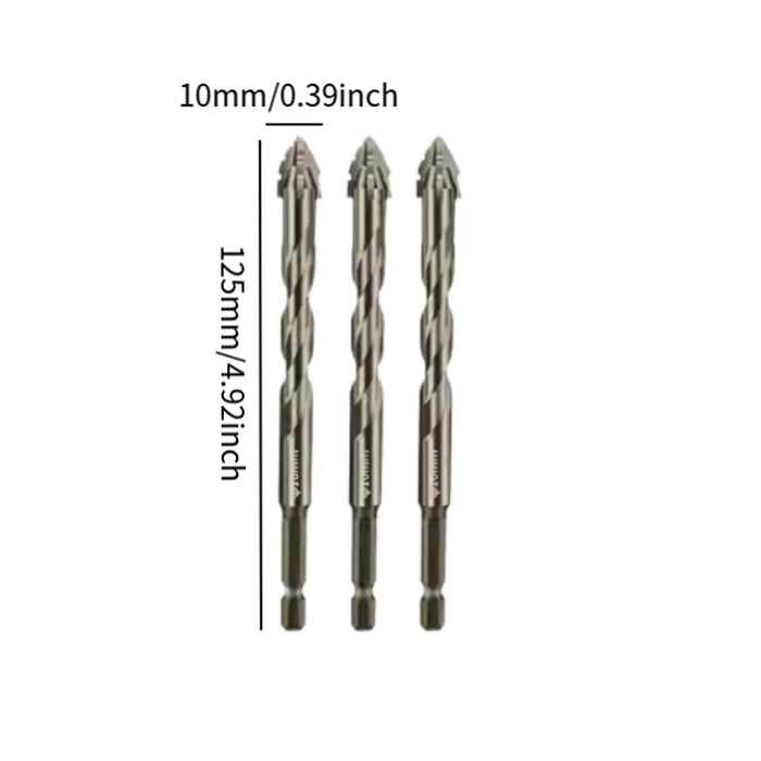 Crofta 3x Four Flute Sawtooth Eccentric Drill Bits Skewed Head Eccentric Drill Bits 10mm