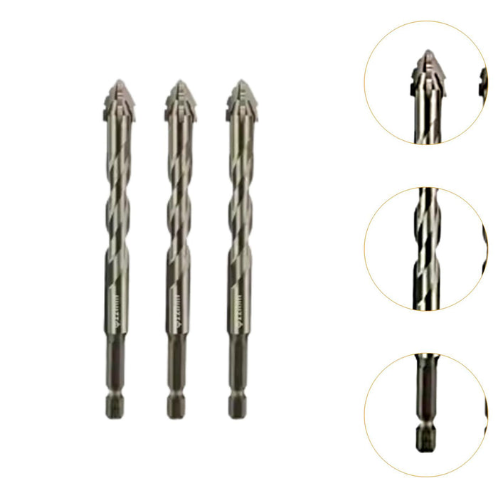 Crofta 3x Four Flute Sawtooth Eccentric Drill Bits Skewed Head Eccentric Drill Bits 12mm