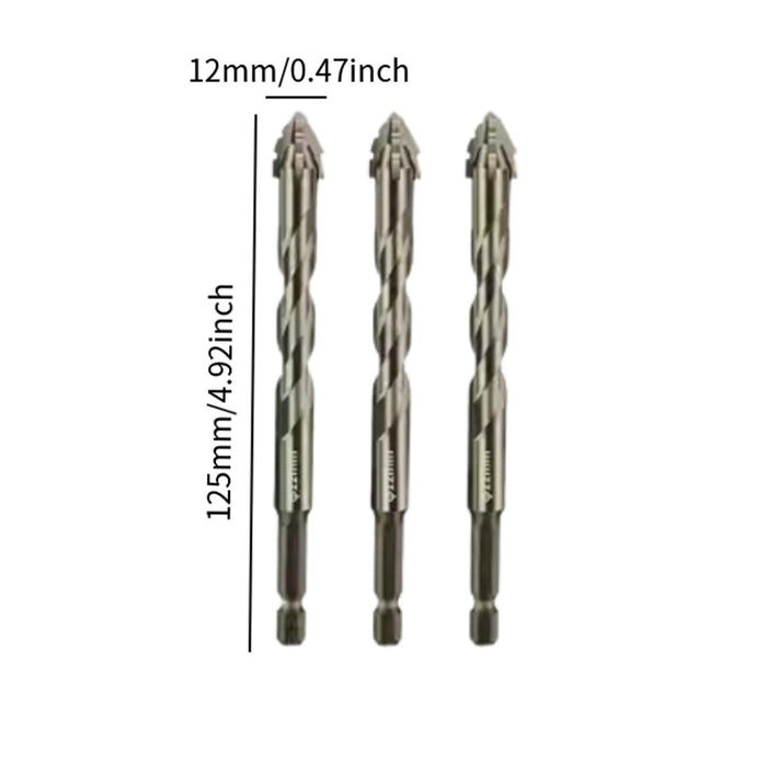 Crofta 3x Four Flute Sawtooth Eccentric Drill Bits Skewed Head Eccentric Drill Bits 12mm