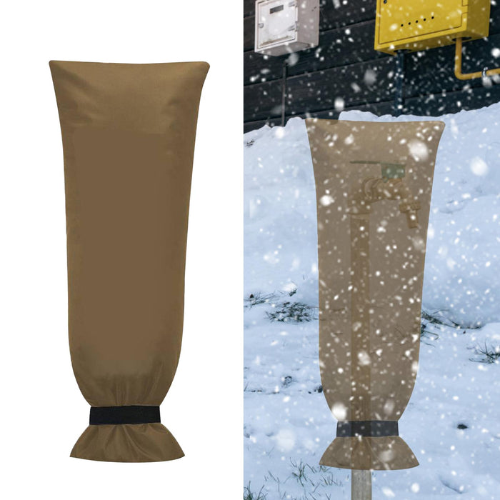 Crofta Winter Outside Faucet Cover Sock Sturdy Accessories Thermal Insulation Layer 63x33 cm Khaki