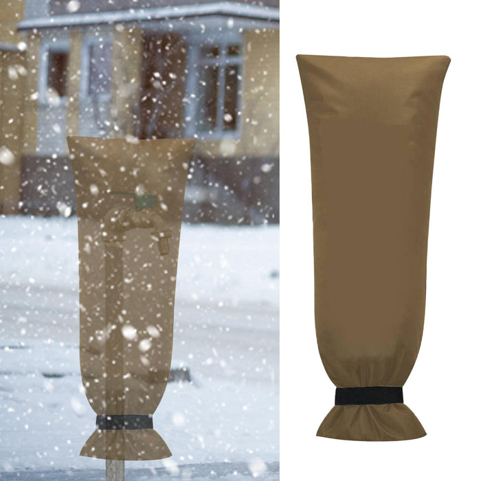 Crofta Winter Outside Faucet Cover Sock Sturdy Accessories Thermal Insulation Layer 63x33 cm Khaki