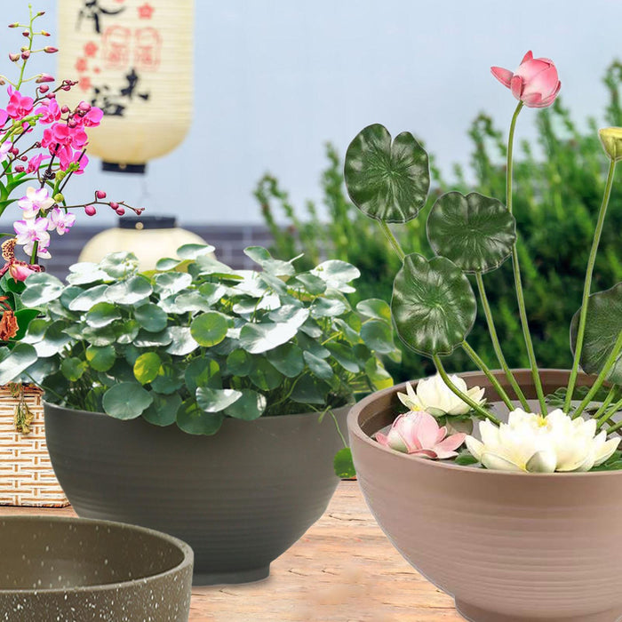 Crofta Garden Bowl Planter Bonsai Water Plant Pot for Garden Outdoor Indoor Balcony 30cm Dark Grey