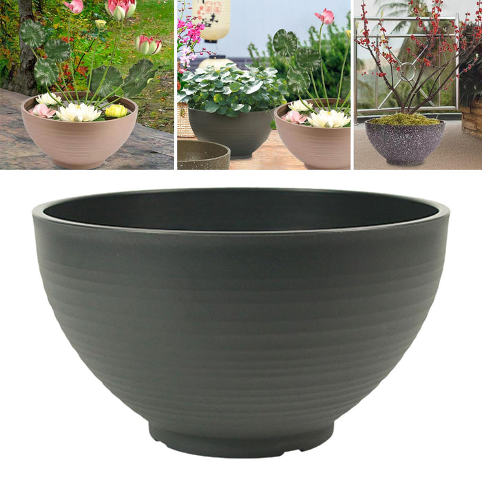 Crofta Garden Bowl Planter Bonsai Water Plant Pot for Garden Outdoor Indoor Balcony 30cm Dark Grey