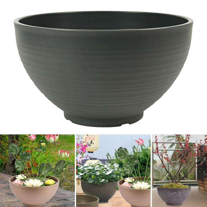 Crofta Garden Bowl Planter Bonsai Water Plant Pot for Garden Outdoor Indoor Balcony 30cm Dark Grey