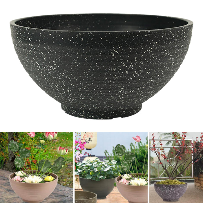 Crofta Garden Bowl Planter Bonsai Water Plant Pot for Garden Outdoor Indoor Balcony 40cm With Point Dark Grey