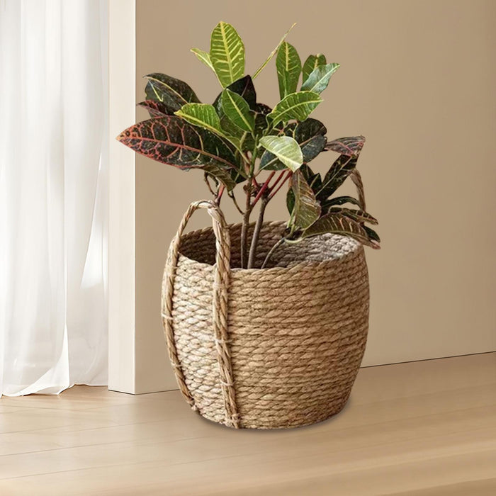 Crofta Woven Planter Basket Ornament Plant Container for Office Yard Indoor Outdoor 25cmx25cmx23cm