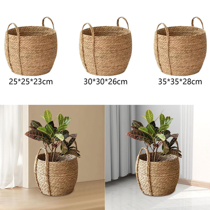 Crofta Woven Planter Basket Ornament Plant Container for Office Yard Indoor Outdoor 25cmx25cmx23cm