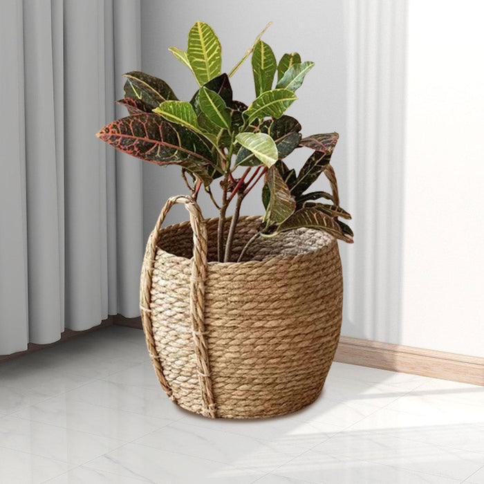 Crofta Woven Planter Basket Ornament Plant Container for Office Yard Indoor Outdoor 30cmx30cmx26cm