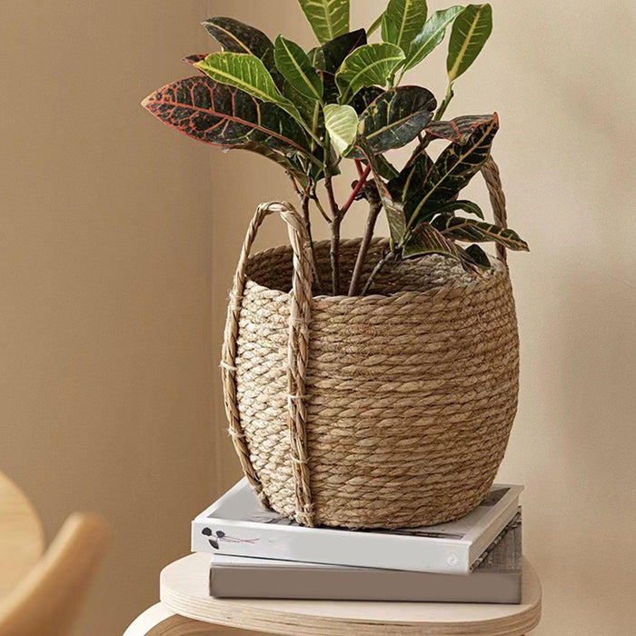 Crofta Woven Planter Basket Ornament Plant Container for Office Yard Indoor Outdoor 35cmx35cmx28cm