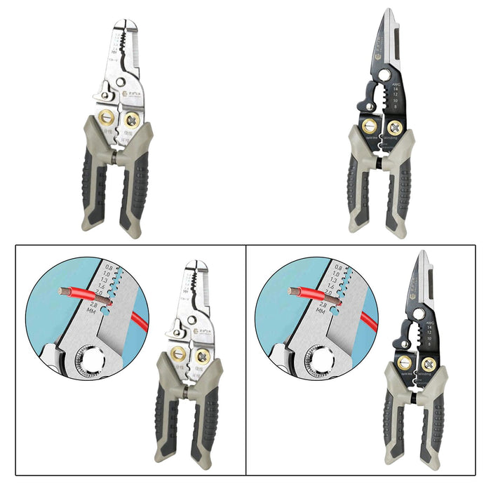 Crofta Wire Stripper Ergonomic Wire Crimping Tool for Wire Cutting Crimping Pulling Silver