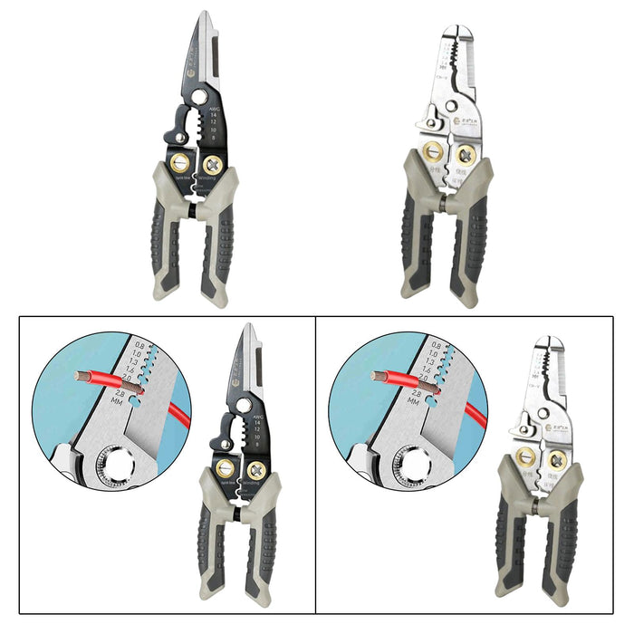 Crofta Wire Stripper Ergonomic Wire Crimping Tool for Wire Cutting Crimping Pulling Silver