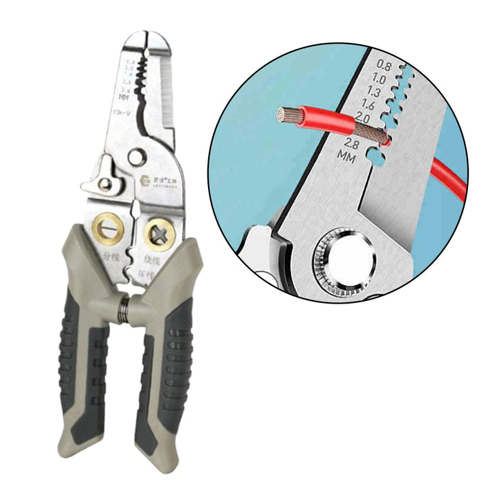 Crofta Wire Stripper Ergonomic Wire Crimping Tool for Wire Cutting Crimping Pulling Silver