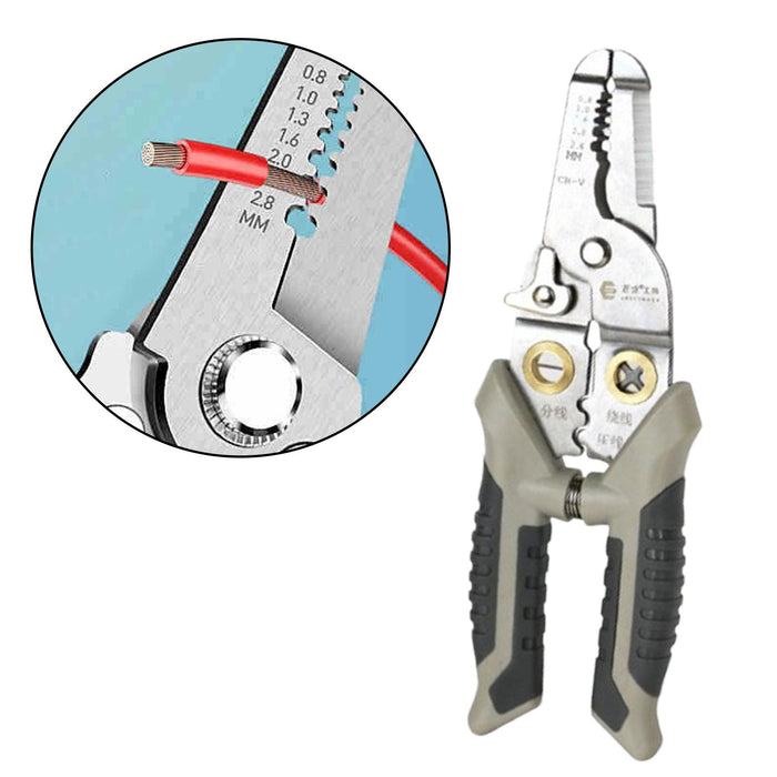 Crofta Wire Stripper Ergonomic Wire Crimping Tool for Wire Cutting Crimping Pulling Silver