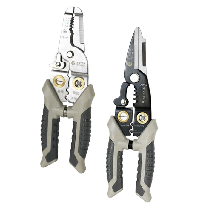 Crofta Wire Stripper Ergonomic Wire Crimping Tool for Wire Cutting Crimping Pulling Silver