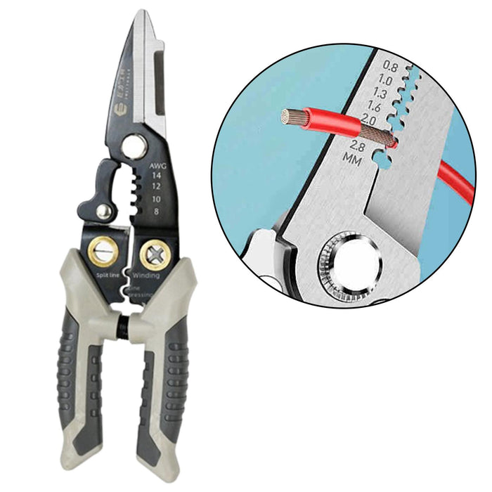 Crofta Wire Stripper Ergonomic Wire Crimping Tool for Wire Cutting Crimping Pulling Black