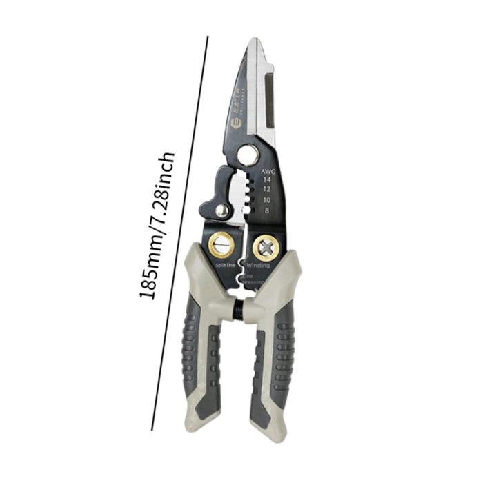 Crofta Wire Stripper Ergonomic Wire Crimping Tool for Wire Cutting Crimping Pulling Black