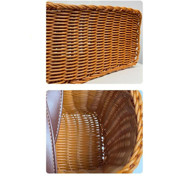 Crofta Woven Shopping Basket Handmade Basket with Handle for Travel Outdoor Camping