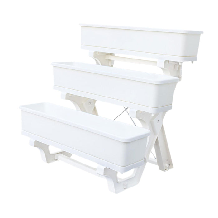 Crofta Elevated Planter Garden Bed 3 Layer Rack Raised Detachable Flower Pot Holder White