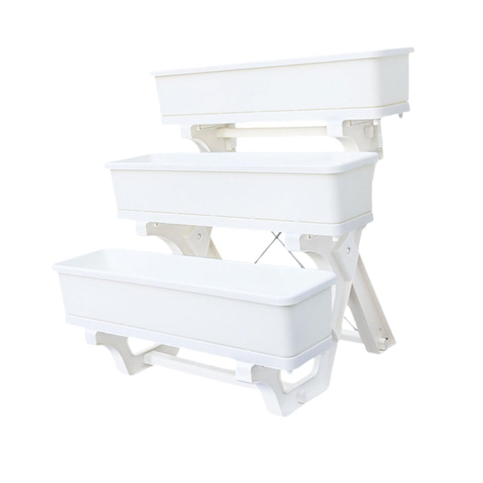 Crofta Elevated Planter Garden Bed 3 Layer Rack Raised Detachable Flower Pot Holder White