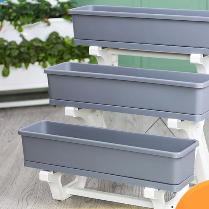 Crofta Elevated Planter Garden Bed 3 Layer Rack Raised Detachable Flower Pot Holder Grey