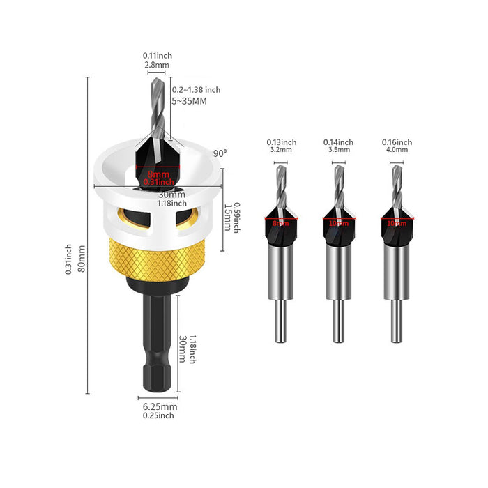 Crofta Countersink Drill Bit Set Taper Bits for Electric Drill Woodworking Drilling