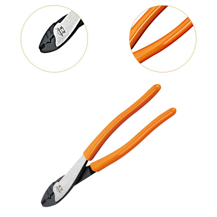 Crofta Wire Crimper Electricians Pliers Comfortable Grip Wire Crimping Cutting Tool Orange