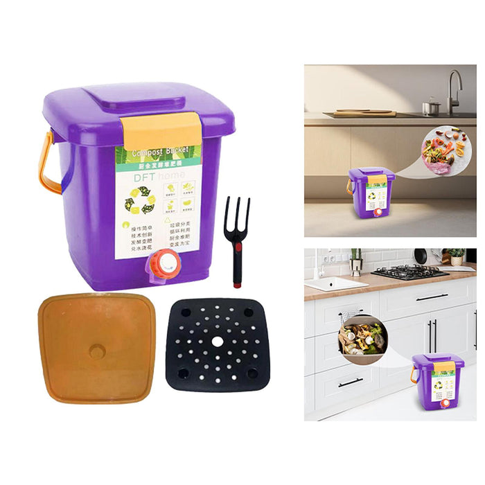 Crofta Kitchen Compost Bucket Modern Counter Compost Bin for Pantry Countertop Home With Fork