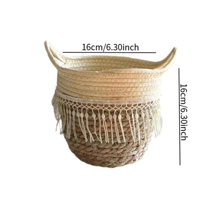 Crofta Storage Basket Flowerpot Woven Plant Basket for Living Room Farmhouse Office 16cmx16cm