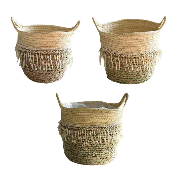 Crofta Storage Basket Flowerpot Woven Plant Basket for Living Room Farmhouse Office 16cmx16cm