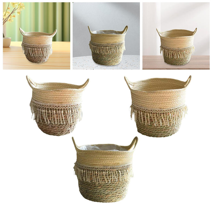 Crofta Storage Basket Flowerpot Woven Plant Basket for Living Room Farmhouse Office 16cmx16cm