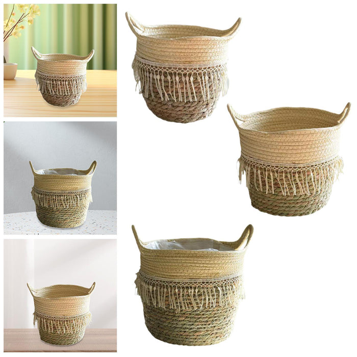 Crofta Storage Basket Flowerpot Woven Plant Basket for Living Room Farmhouse Office 16cmx16cm