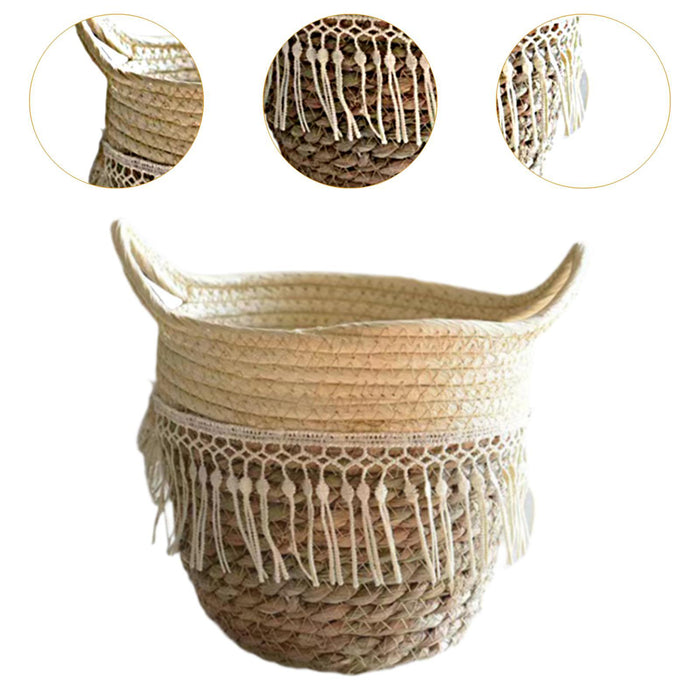 Crofta Storage Basket Flowerpot Woven Plant Basket for Living Room Farmhouse Office 16cmx16cm