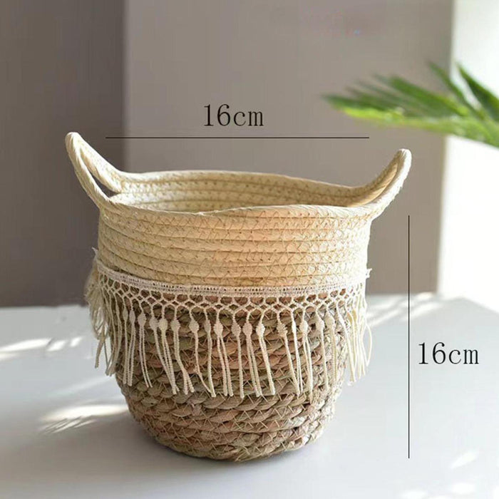 Crofta Storage Basket Flowerpot Woven Plant Basket for Living Room Farmhouse Office 16cmx16cm