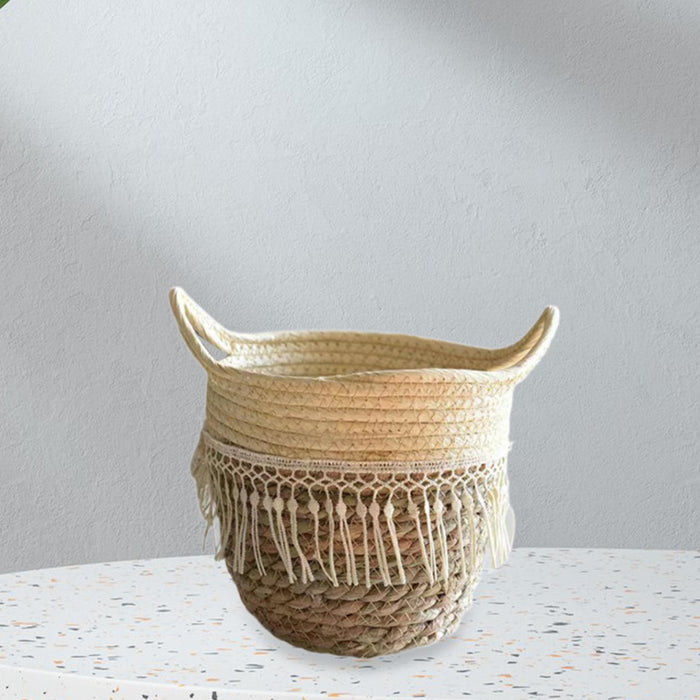 Crofta Storage Basket Flowerpot Woven Plant Basket for Living Room Farmhouse Office 16cmx16cm