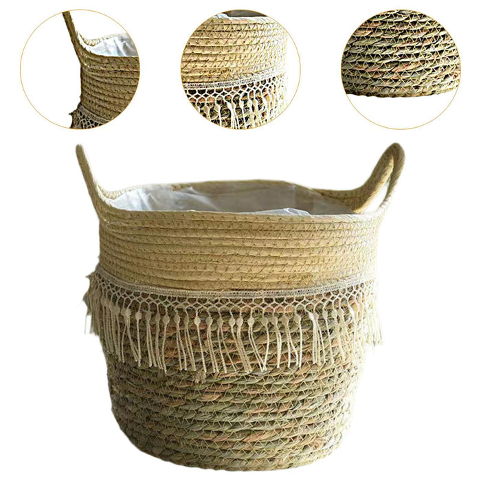 Crofta Storage Basket Flowerpot Woven Plant Basket for Living Room Farmhouse Office 25cmx25cm