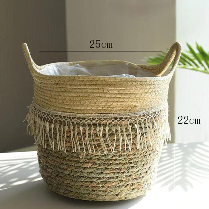 Crofta Storage Basket Flowerpot Woven Plant Basket for Living Room Farmhouse Office 25cmx25cm