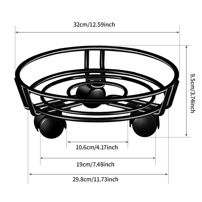 Crofta Rolling Plant Stand Planter Trolley Living Room Vase Moving Pot Caddy Wheels 32cmx9.5cm