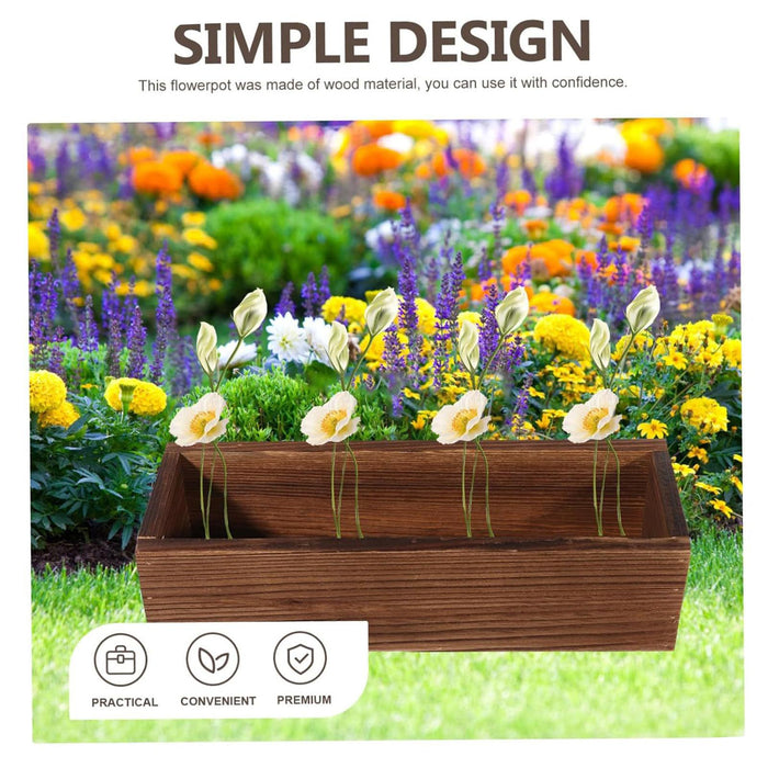 Crofta Rectangle Versatile Wooden Planter Box for Yard Indoor, Outdoor Plants Shelf 40cmx14cmx8cm