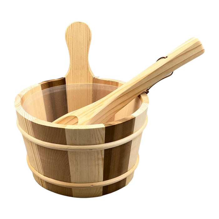 Crofta Wood Sauna Bucket and Ladle Portable Large Capacity for Bathroom Hotel Sauna