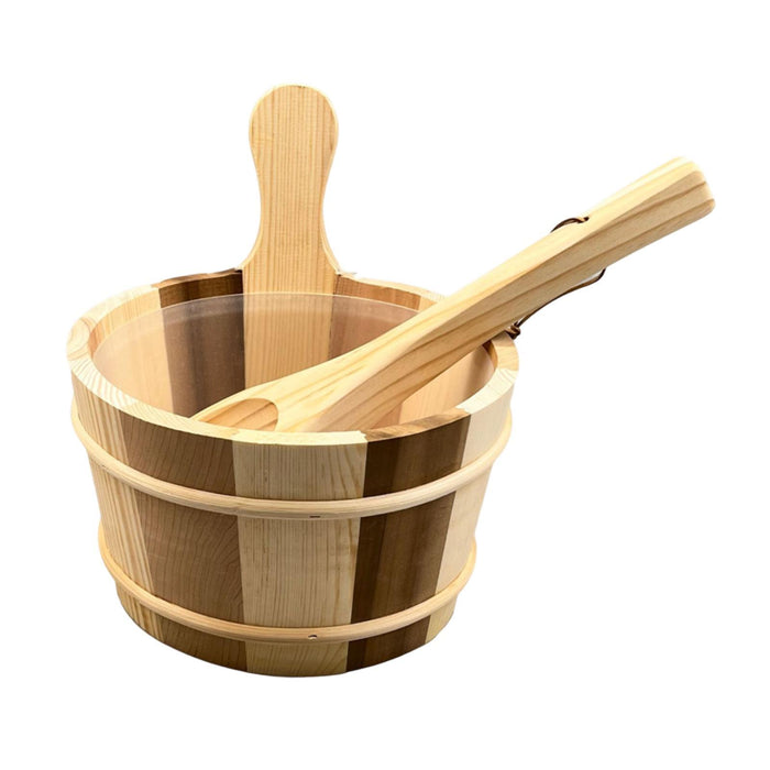 Crofta Wood Sauna Bucket and Ladle Portable Large Capacity for Bathroom Hotel Sauna