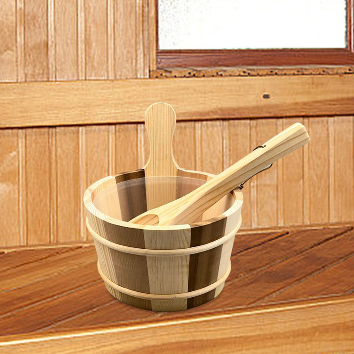 Crofta Wood Sauna Bucket and Ladle Portable Large Capacity for Bathroom Hotel Sauna