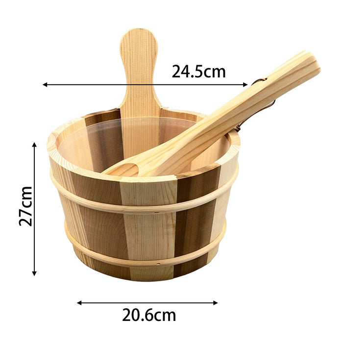 Crofta Wood Sauna Bucket and Ladle Portable Large Capacity for Bathroom Hotel Sauna