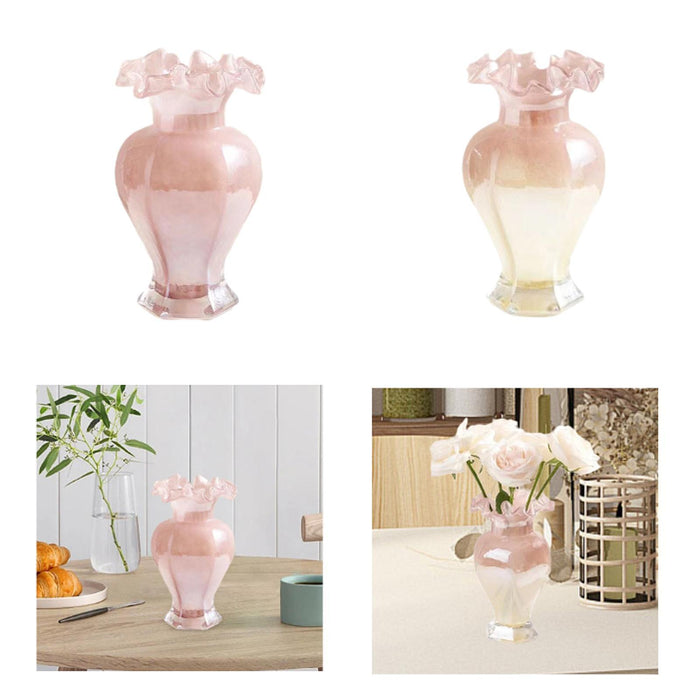 Crofta Glass Flower Vase Desk Living Room Decorative Vase Hydroponic Vase for Plant Pink