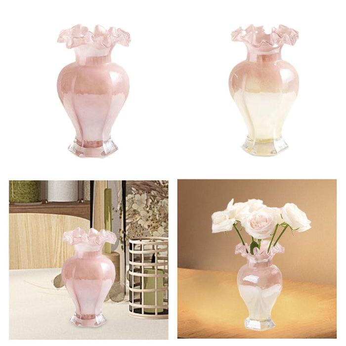 Crofta Glass Flower Vase Desk Living Room Decorative Vase Hydroponic Vase for Plant Pink