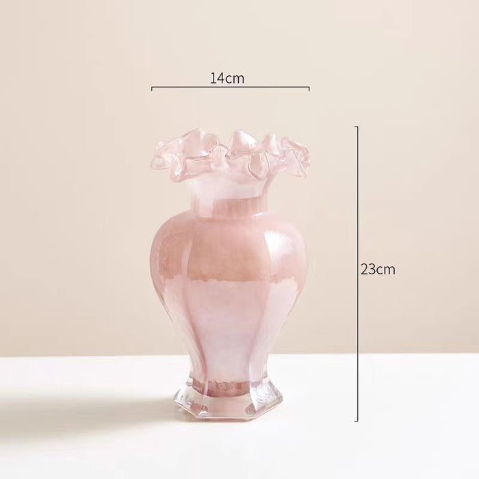 Crofta Glass Flower Vase Desk Living Room Decorative Vase Hydroponic Vase for Plant Pink