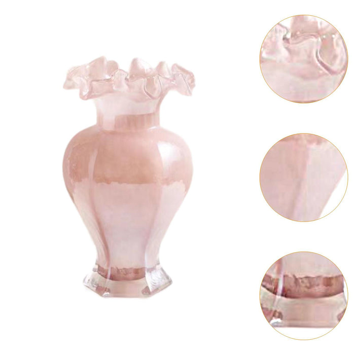 Crofta Glass Flower Vase Desk Living Room Decorative Vase Hydroponic Vase for Plant Pink