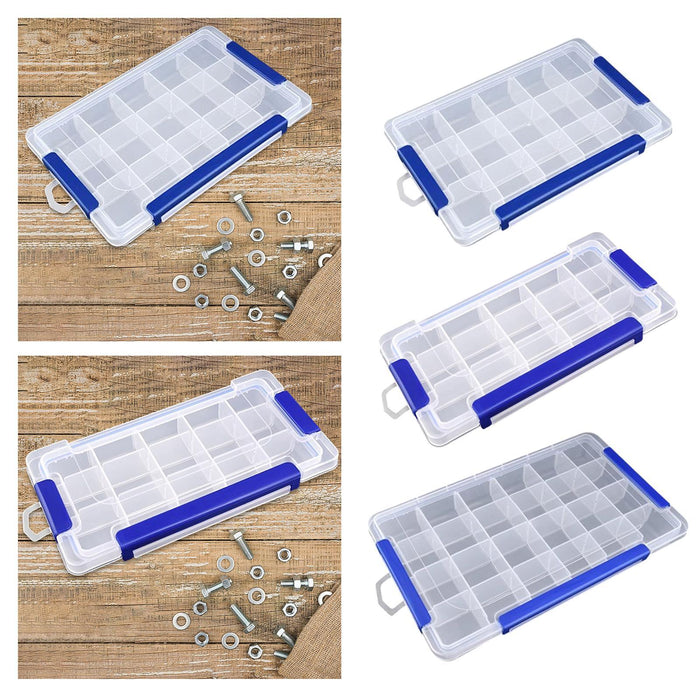 Crofta Clear Organizer Box Multipurpose Portable Container for Art DIY Screws Beads 15 Grid Large